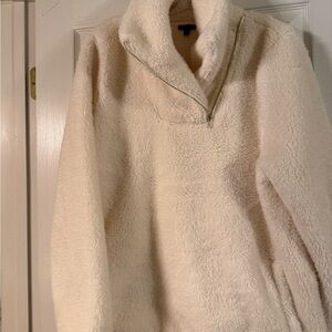Talbots Shawl Neck Sherpa Cream Fleece Pullover